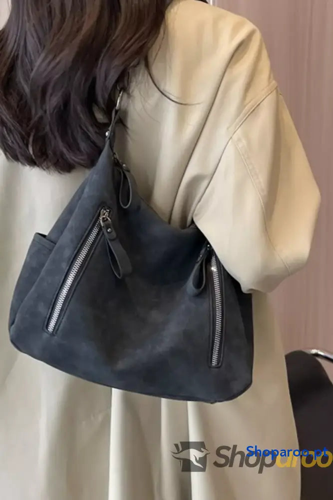 Zipper Details Adjustable Strap Crossbody Bag