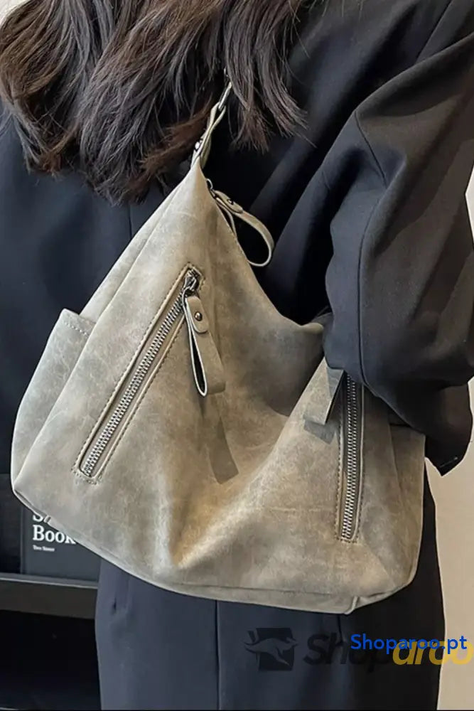 Zipper Details Adjustable Strap Crossbody Bag