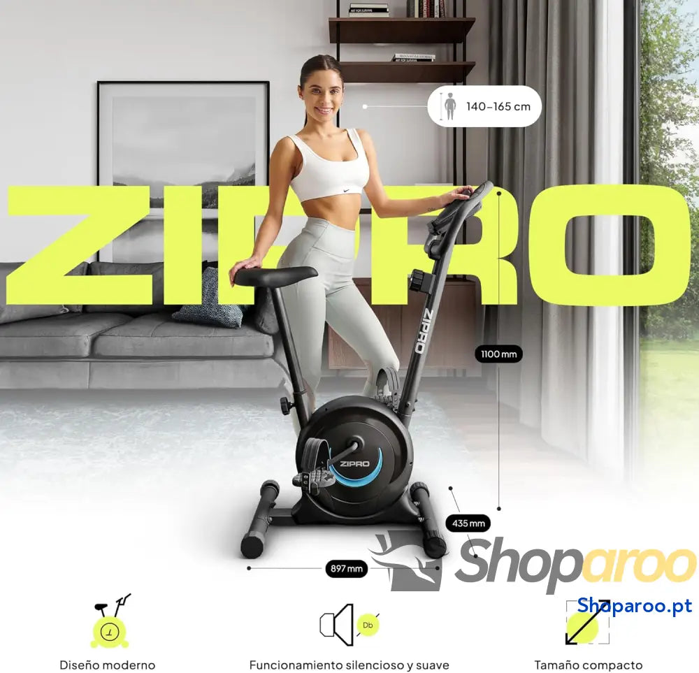 ZIPRO Hometrainer Fiets met 8 Niveaus Magnetische Weerstand Smartphonehouder monitor LCD Verstelbaar em conforto Zadel